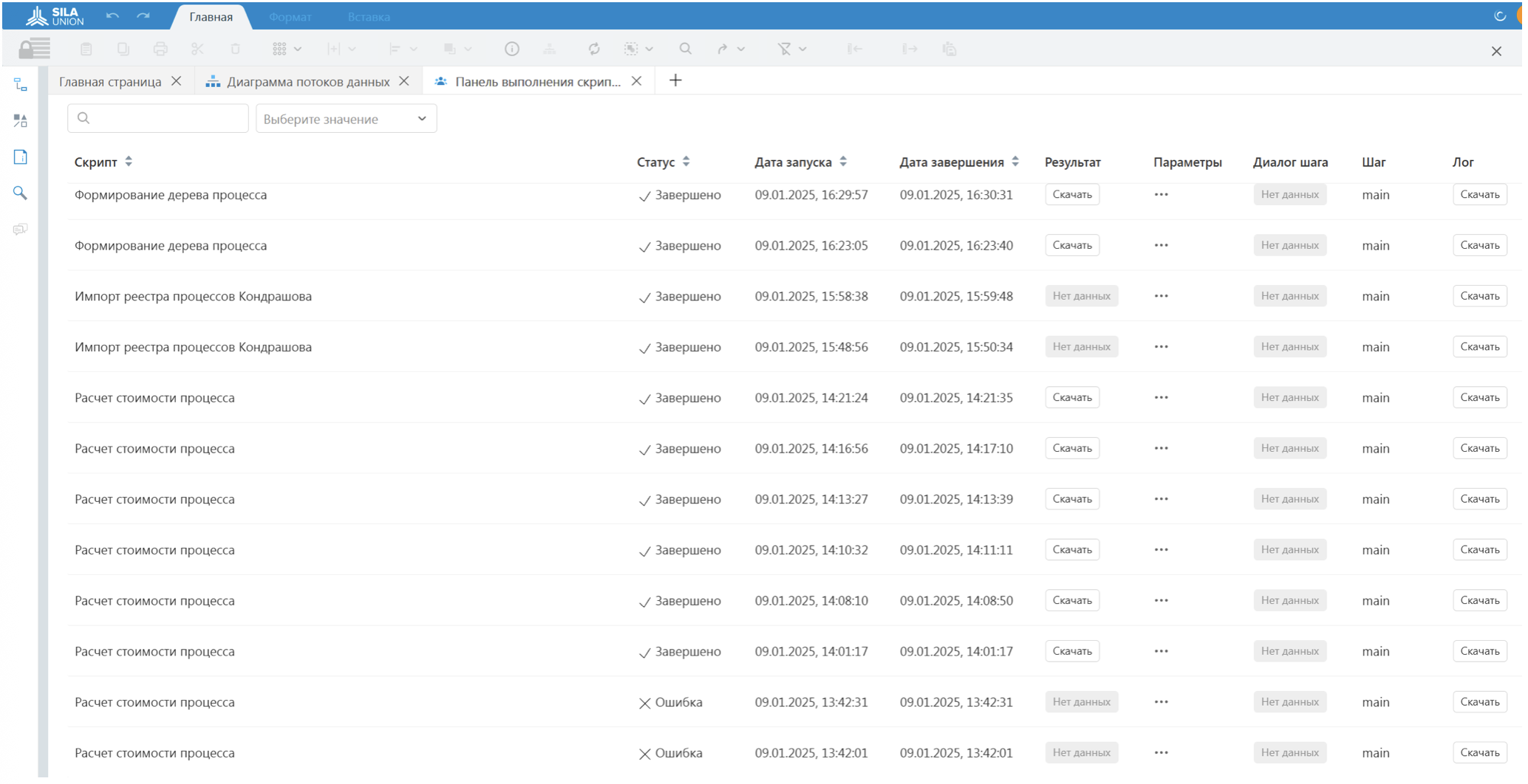 История запуска скриптов